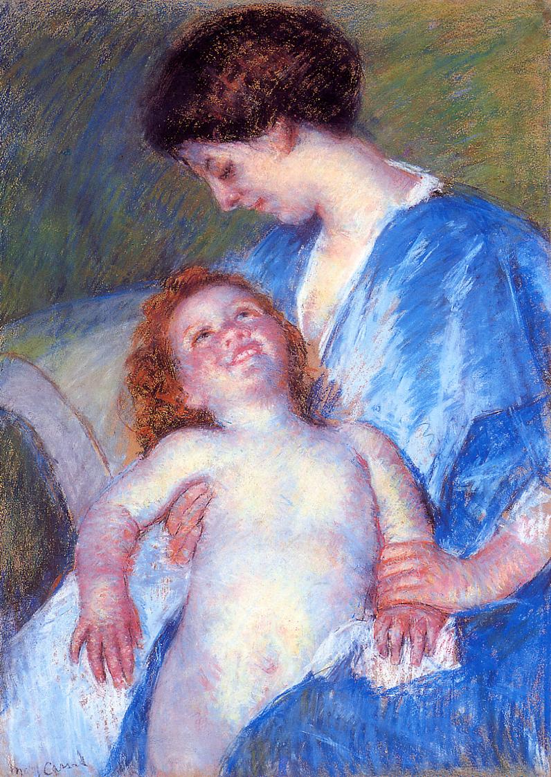 Baby Smiling up at Her Mother - Mary Cassatt Painting on Canvas
